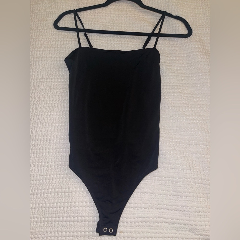 Express black square neck bodysuit